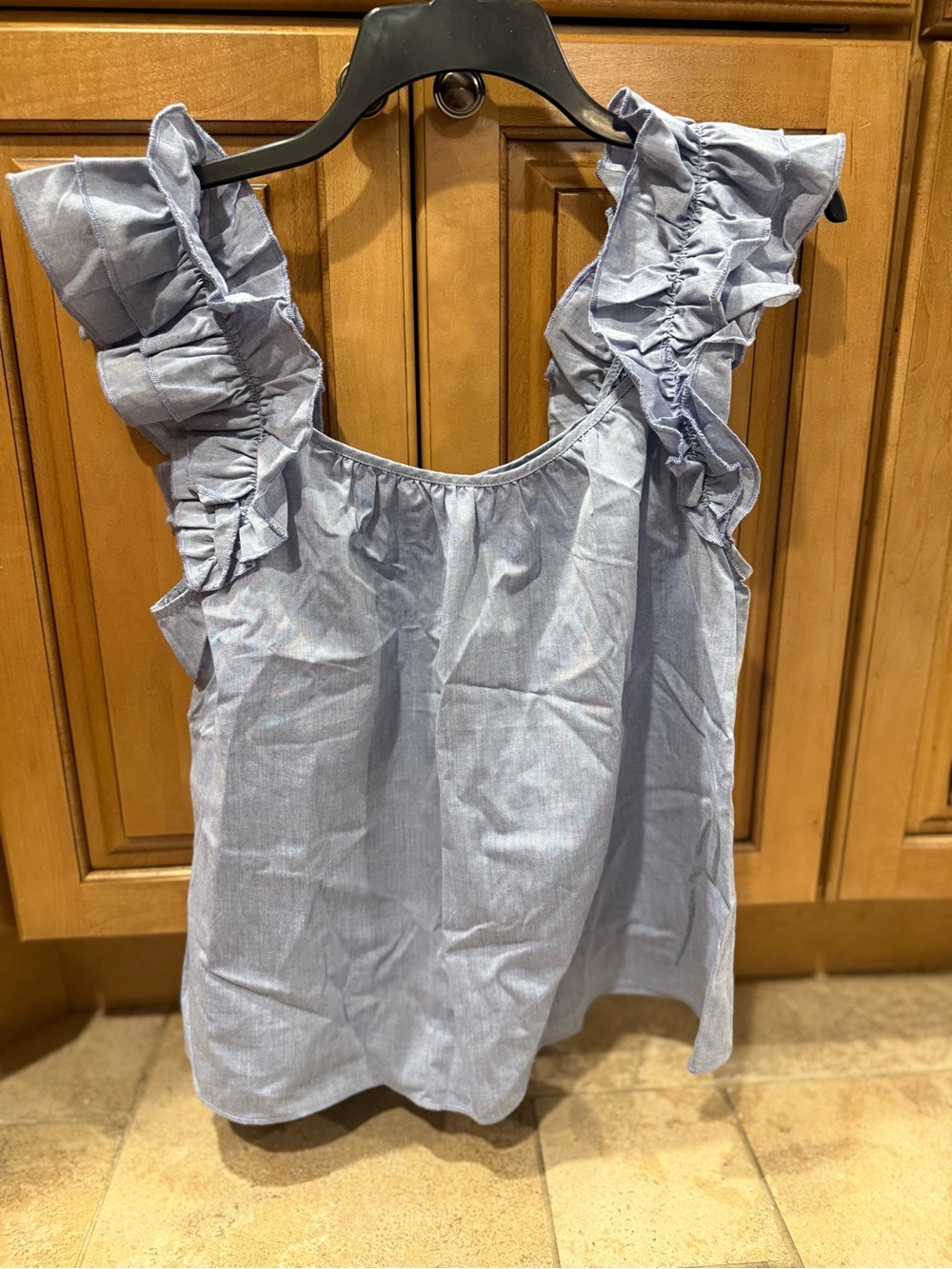 Express Light Blue Ruffle Strap Camisole